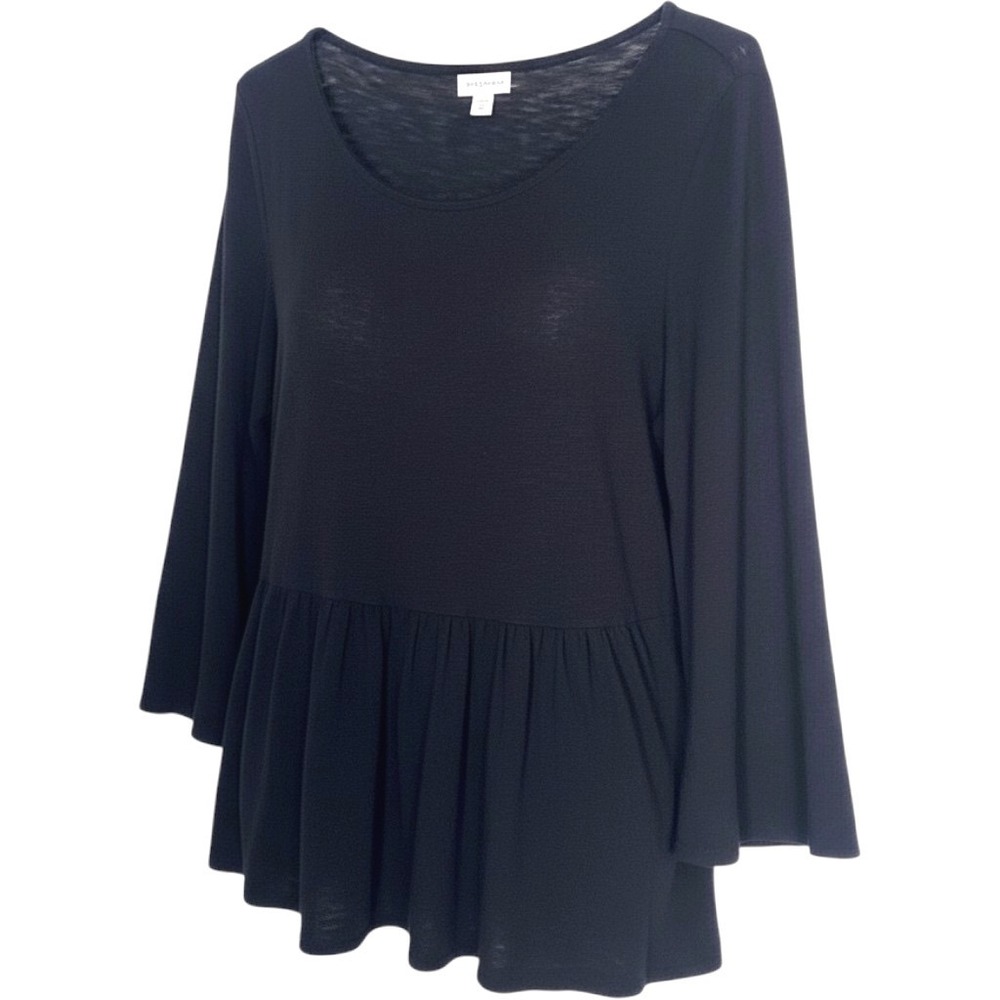 J Jill Peplum Top Women M Oversized Slub Knit Capsule Elevated Basic Modal Black